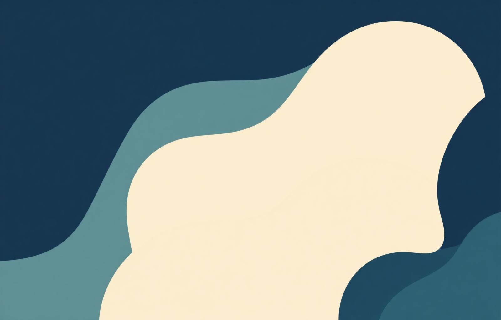 Calming abstract illustration in navy, teal, gold, and cream
